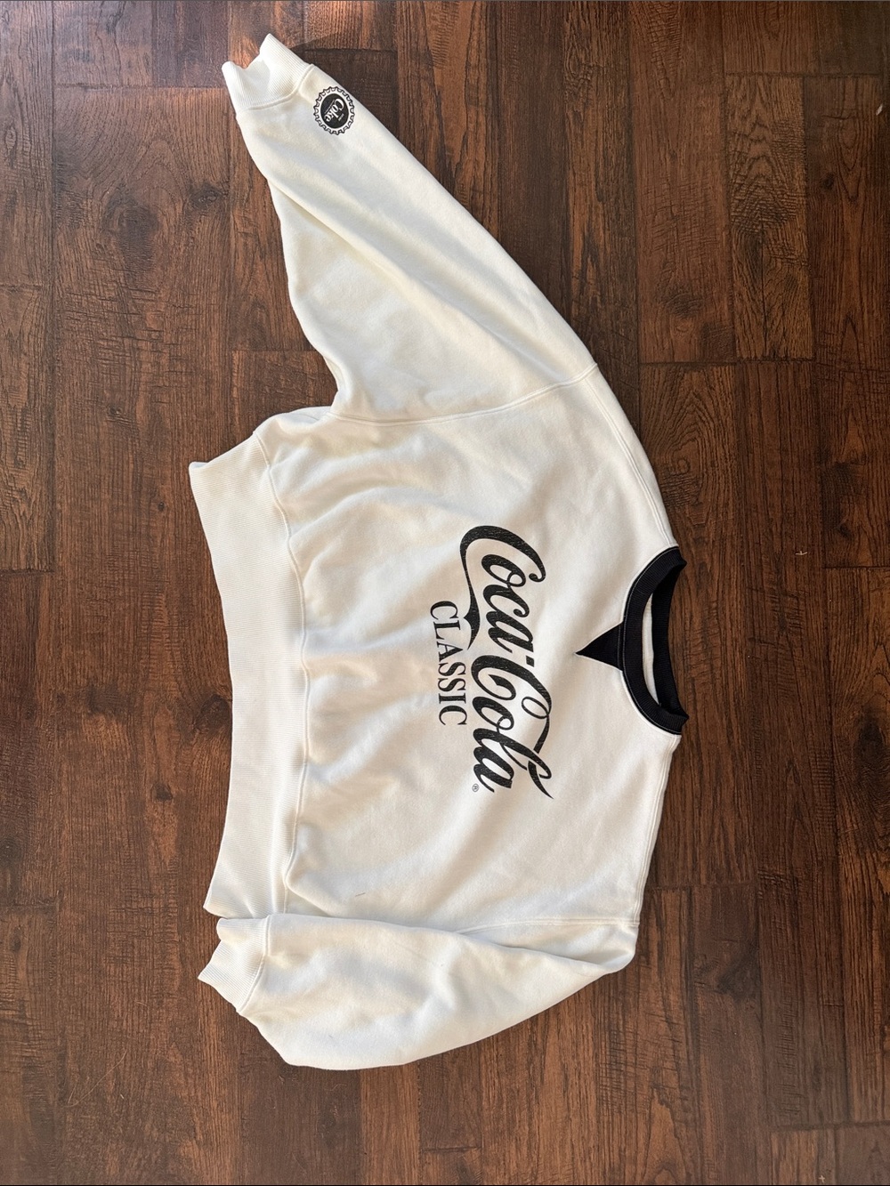 PacSun White Sweatshirt with Black Coca-Cola Logo